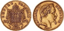 Frankreich 20 Francs Gold 1866 Napoleon III. ss-vz   133708