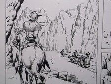 Comic Originalzeichnung BUFFALO BILL (Bastei Verlag) den Banditen auf der Spur!!