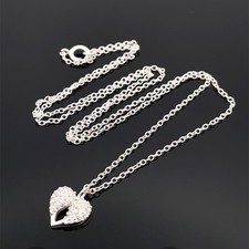 KETTE & HERZ ANHÄNGER  AUS 925/- SILBER MIT ZIRKONIA SCHMUCKJAGD