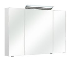 Spiegelschrank Badschrank Badspiegel Spiegeltüren LED-Beleuchtung weiß glänzend