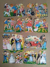 Glanzbilder Oblaten,Spielende Kinder MLP 1463, Kinderhochzeit MLP 1413, Glimmer