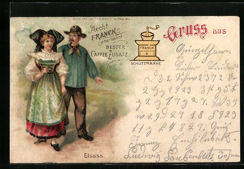 Lithographie elsass pärchen - lithographie,
