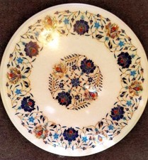 18 " Rund Table Top Marmor Inlay Blumenmuster Handmade Heim & Garten Dekor