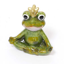 Froschkönig mit Krone Gartenfigur sitzend aus Keramik Höhe 9cm