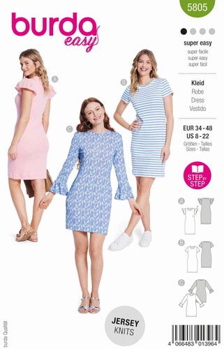Schnittmuster jerseykleid mit - schnittmuster,