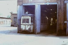 Original DDR Farbdia Straßenbahn Gothawagen T57? in Betriebshof, Rarität D69.5