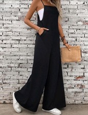  Jumpsuit Overall Latzhose Schlupfhose Schwarz M 36 38 40 Neu