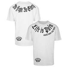 Men OVERSIZE TShirt Life is Pain Smile now Cry later knuckle rapper biker mc ftw