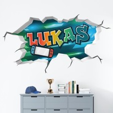 Cooles gamer Jungen Wandtattoo Junge Name wandtattoo gamer Graffiti Namen v170