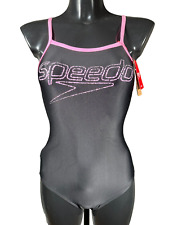 Speedo Badeanzug Größe 152 Schwarz Pink Kinder Junior Logo Schwimmanzug