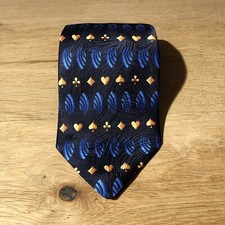 Seidenkrawatte von Tom Hanbury  Schwarz/Blau/Gold gemustert   Reine Seide