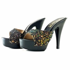 Black Sequined Clogs -