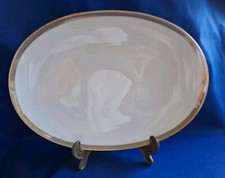 Platte Thomas Medaillon Exquisit grau Lüster, 2x Goldrand 32,5x23,5cm Oval