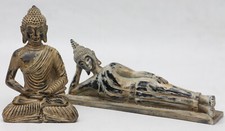 Buddha Figur sitzend Skulptur 2er Set Statue Buddhismus Feng Shui Dekofiguren