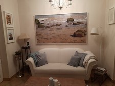 Ledersofa weiss mit Hocker