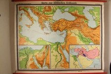 Schulwandkarte biblische Erdkunde Assyrien Morgenland Weltreiche C.Diercke Lehr