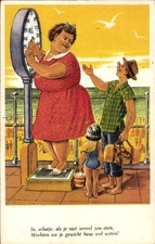 Ak Eine dicke Frau steht auf einer Waage - 4472450