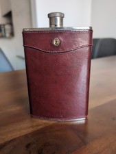 Goldpfeil Flachmann mit Echtlederummantelung, Guter Zustand, Made In Germany