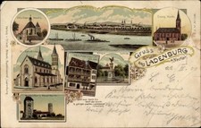 Litho Ladenburg am Neckar Baden, Panorama, Sebastian Kapelle,... - 4910545