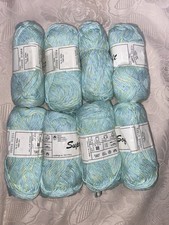 400  g Wolle Wollpaket Häkelwolle 100 % Baumwolle Hellblau/hgrün/gelb LL 116m