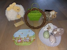 10 tlg. Oster Paket Deko Figuren, Eier, Körbchen, Teller, Pflanzenkörbchen