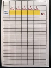 Skat Block für 5 Spieler auf Wunsch auch mit Namen.