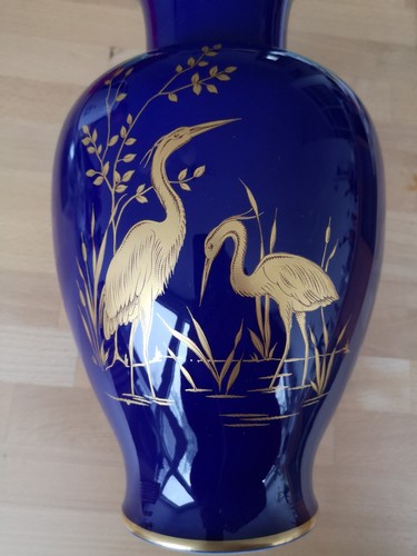 Vase kobaltblau gold - vase,