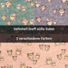 Softshell Stoff süße Eulen