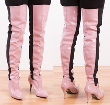 1775 rosa lackleder overknee Stiefel Gr 39