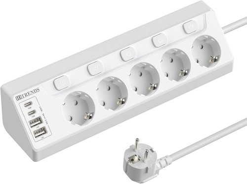 Ecksteckdose mit usb fach - ecksteckdose, 5-fach