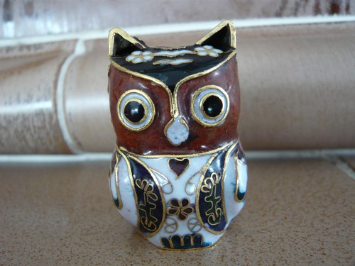 Cloisonne eule figur messing - cloisonne,