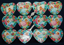 Glanzbilder, Oblaten,  Bogen Nr. 98-13  Logo  Krüger Babys Herzform Vintage
