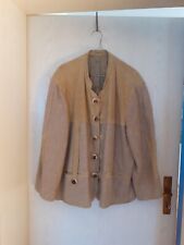 Trachten Jacke Herren Gr. 54 Beige, Wildleder, Leinen