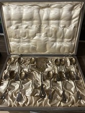 detailreiches sehr altes antikes Silberbesteck 800 mit Stempel Krone Halbmond