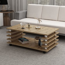 B-Ware Couchtisch Artizan Eiche Nachbildung 115x65cmTisch Wohnzimmertisch Rollen