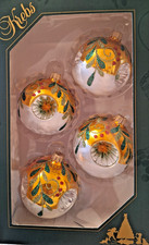 Christbaumkugeln Kugel - Reflex Gold/Weiß - Krebs Glas Lauscha