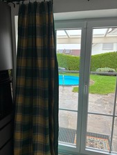 Zwei Gardinenschals, Landhausstiel, grün/karriert