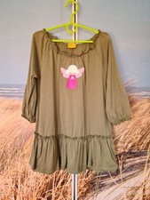 Me & I  Meandi Tunika Shirt Engel vorn + hinten Flügel oliv rosa pink 134 140 ❤️