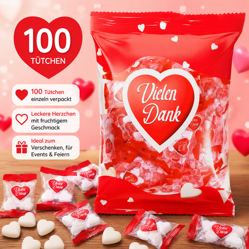 100 traubenzucker herzen - 100,
