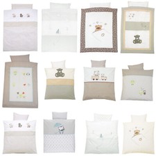 Alvi Kinder-Bettwäsche Applikation Bett-Decke Kopf-Kissen 100x135 / 80x80 Baby