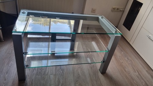 Fernsehtisch glas stahl - stahl, silber