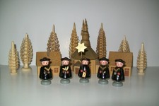 (1268) Seiffener Kirche + Kurrende + Häuser + Bäume (Holz) ca. 1965