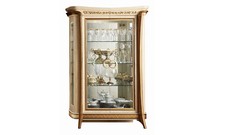 Vitrine Glasvitrine Spiegel Rückwand Beige Hochglanz Stil Neoklassik Italien