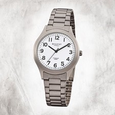 Regent Titan Herren Uhr F-837 Quarzuhr Armband grau silber URF837