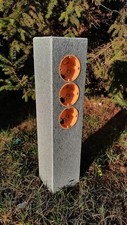 DREIFACH  Gartensteckdose  Granit Anthrazit allseitig geflammt 50 cm +