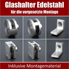 Glashalter vorgesetzte Montage Edelstahl Klemmhalter Geländer + Sicherung