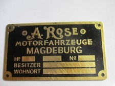 Typenschild Schild A.Rose