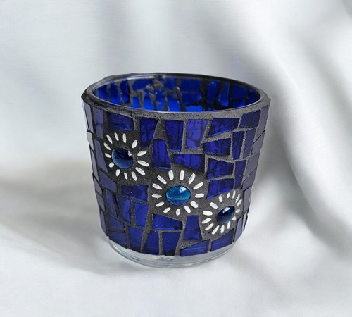 Blaues tiffany windlicht cm - 9,