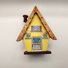 Wooden House Coin Bank Savings