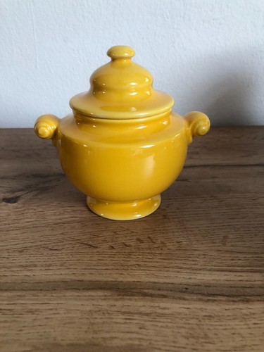 Vintage gelbe zuckerdose - zuckerdose, /